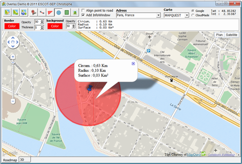 Fig. 39 A InfoWindow associated with a circle