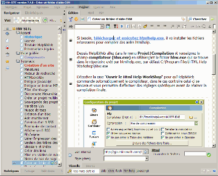 Help&Web : interface principale